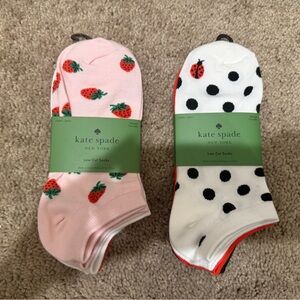 “New” Kate Spade Pink Strawberry and White Polka Dot Socks (Onesize) 3pairs pack